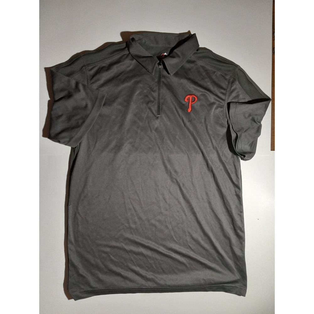 Philies Men's Size L Large Zip Up Nova Polo Collard Golf Baseball Shirt Official